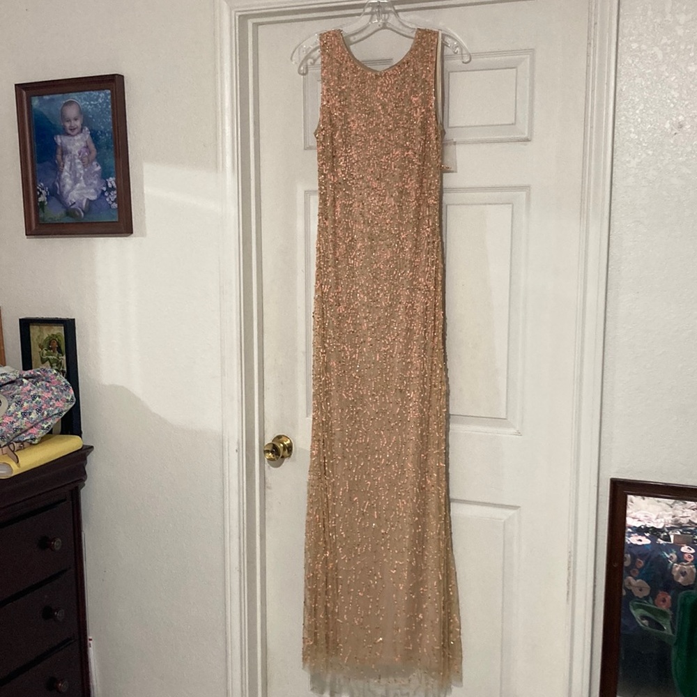 Aidan Mattox Gold Sequin Prom Dress